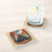 Mehr, weniger Sorgen Glasuntersetzer (Schrägansicht)