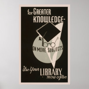 Mehr Wissensbibliothek 1940 WPA Vintage Poster