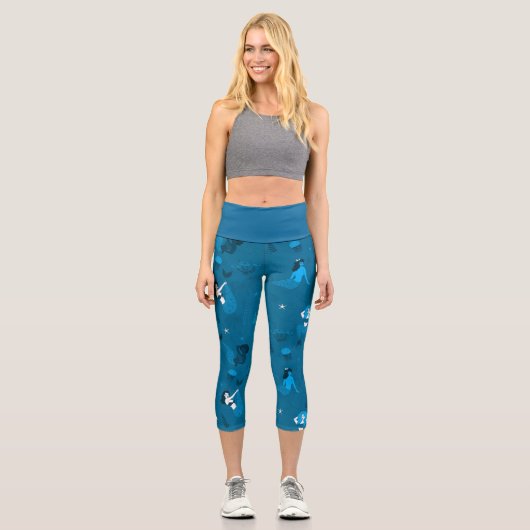 mehrachenhaftes Mermaigemuster Capri Leggings (Vorderseite)