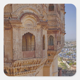 Mehrangarh Fort hoch über Jodhpur, The Blue Quadratischer Aufkleber