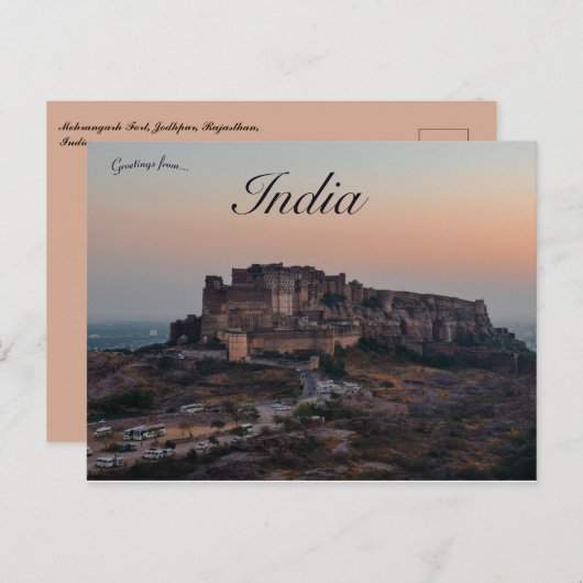 Mehrangarh Fort Jodhpur Rajasthan Indien Postkarte (Vorne/Hinten)