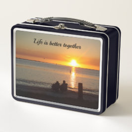 Mehrbettzimmer am Strand bei Sonnenuntergang Metall Brotdose