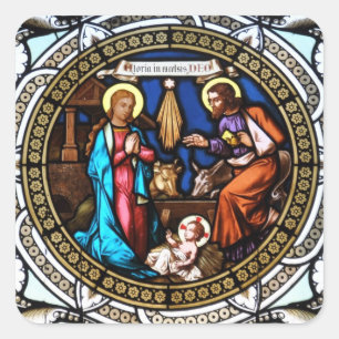 Mehrerau Collegiumskapelle Kapellen-Fenster-Geburt Quadratischer Aufkleber