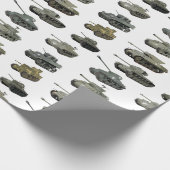 Mehrere amerikanische WW2-Tanks und gepanzerte Fah Geschenkpapier (Ecke)