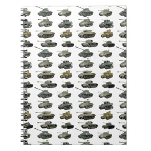 Mehrere amerikanische WW2-Tanks und gepanzerte Fah Notizblock