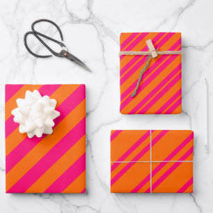 Mehrere diagonale Streifen DIY Farben Ras Pink Ora Geschenkpapier Set