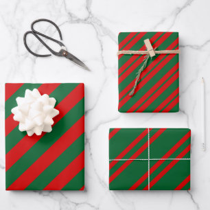 Mehrere diagonale Streifenmuster DIY Farben Rot Gr Geschenkpapier Set