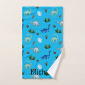 Mehrere Dinosaurier-Arten im türkisfarbenen Hinter Badhandtuch Set (Handtuch)