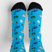 Mehrere Dinosaurier-Arten im türkisfarbenen Hinter Socken (Oben)