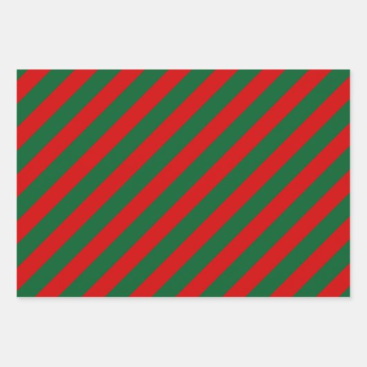 Mehrere Farbstreifenmuster DIY Farbfarben Rot Grün Geschenkpapier Set (Vorderseite)