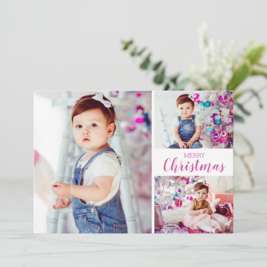 Mehrere Foto Rosa Frohe Weihnachten (Stehend Vorderseite)