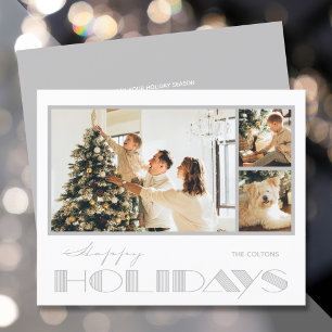 Mehrere Foto Silver Happy Holidays Budget Cards