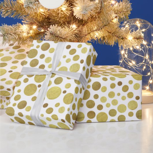 Mehrere goldene Kreise im weißen Hintergrund Geschenkpapier (Feiertage)