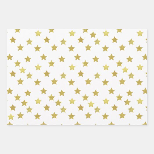 Mehrere goldene Sterne auf weißem Hintergrund Geschenkpapier Set (Vorderseite 2)