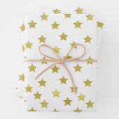 Mehrere goldene Sterne auf weißem Hintergrund Geschenkpapier Set (Beispiel)