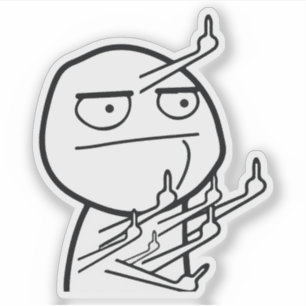 Mehrere Mittelfinger Rage Face Meme Tasse Aufkleber