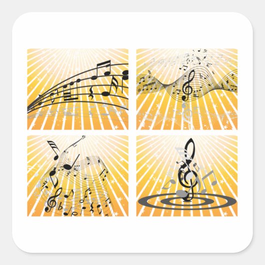 Mehrere Musiknoten Quadratischer Aufkleber (Vorderseite)