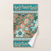 Mehrere Muster, Aquamarin, Grün, Rost, Gold, Blume Badhandtuch Set (Handtuch)