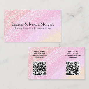 Mehrere QR-Code-2-Namen & Kontakt Rosa Glitter Visitenkarte
