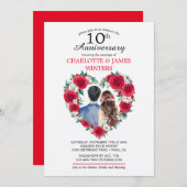 Mehrere Rose Aquarell 10. Hochzeitstag Einladung (Vorne/Hinten)