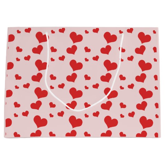 Mehrere rote Herzen auf einer niedlichen Geschenkt Große Geschenktüte (Vorderseite)