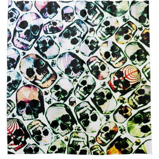 mehrere Schädel in neongrünem Duschvorhang (Vorderseite)