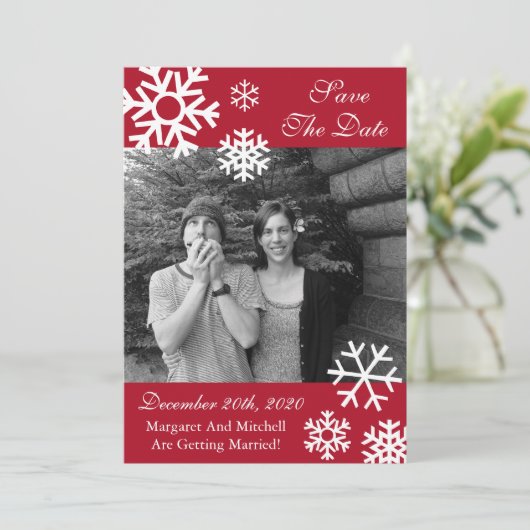 Mehrere Schneeflocken Foto retten die Daten Burgan Save The Date (Stehend Vorderseite)