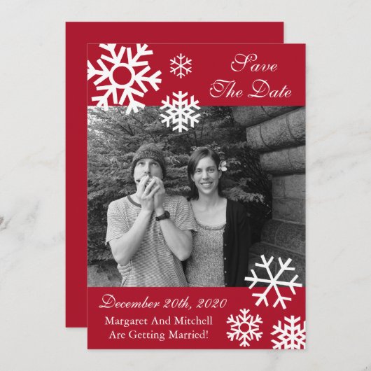 Mehrere Schneeflocken Foto retten die Daten Burgan Save The Date (Vorne/Hinten)