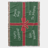 Mehrere Sprachen Frohe Weihnachten Rot und Grün Decke (Vorderseite Vertikal)