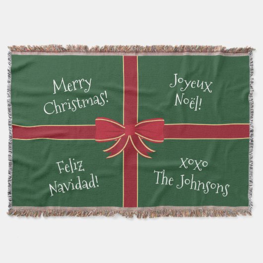 Mehrere Sprachen Frohe Weihnachten Rot und Grün Decke (Vorderseite)