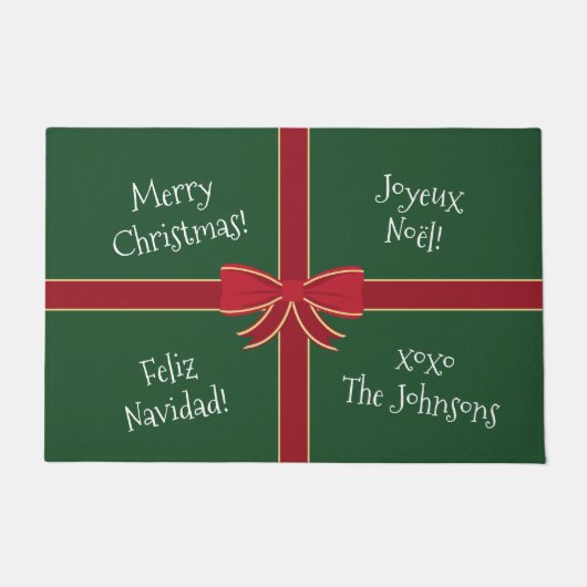Mehrere Sprachen Frohe Weihnachten Rot und Grün Fußmatte (Vorderseite)