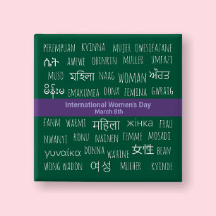 Mehrere Sprachen - Internationaler Frauentag Button