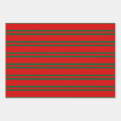 Mehrere Stripmuster DIY Farben Grün Rot Geschenkpapier Set (Vorderseite 3)