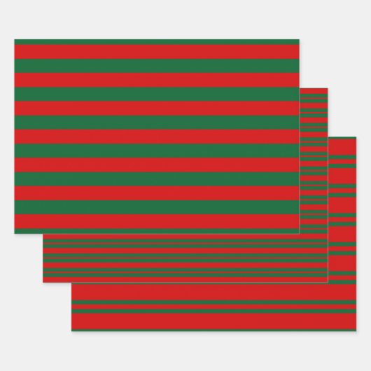 Mehrere Stripmuster DIY Farben Grün Rot Geschenkpapier Set (Set)
