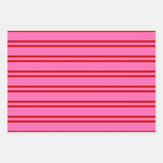 Mehrere Stripmuster DIY-Farben Rot-Rosa Geschenkpapier Set (Vorderseite 3)