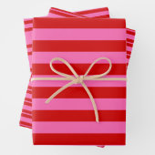 Mehrere Stripmuster DIY-Farben Rot-Rosa Geschenkpapier Set (Beispiel)