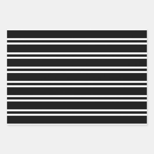 Mehrere Stripmuster DIY-Farben Schwarz Geschenkpapier Set (Vorderseite 3)