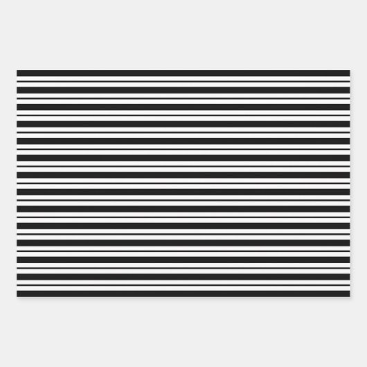 Mehrere Stripmuster DIY-Farben Schwarz Geschenkpapier Set (Vorderseite 2)