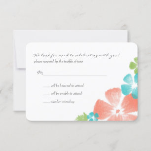 Mehrere tropische Aquarellblumen Hochzeit RSVP Karte
