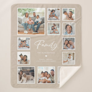 Mehrfach-Foto-Familien-Collage-Raster Neutral Beig Sherpadecke