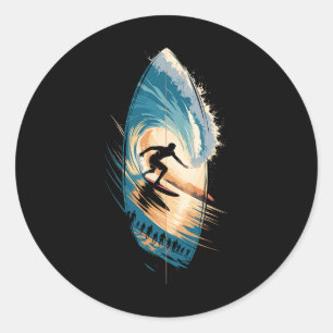 Mehrfachbelichtung Surf Surfbrett Surfen Surfbrett Runder Aufkleber