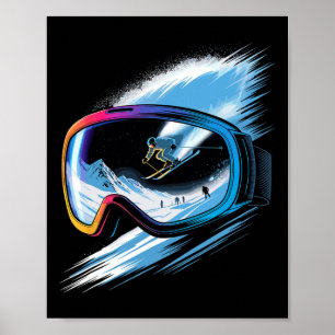 Mehrfachbelichtungs-Kunst-Skisport Berg Skischnee Poster