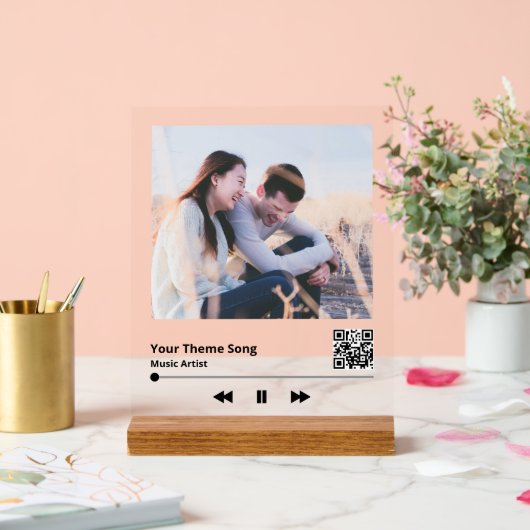 Mehrfache Foto Music Plaque QR Code Acrylschild (Hochzeit)