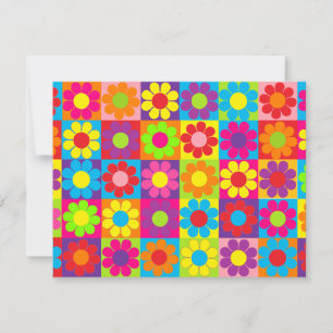 Mehrfache mehrfarbige Blume Power Einladung