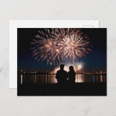 Mehrfache Silhouette zum Anschauen von Feuerwerken Postkarte (Vorne/Hinten)