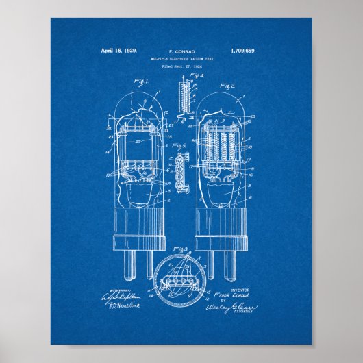 Mehrfachelektrodenvakuum-Tube-Patent - Blueprint Poster (Vorne)