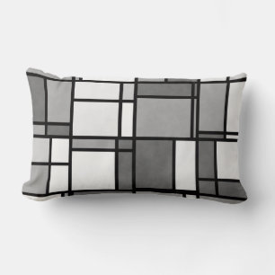 Mehrfaches Grau-Weiß-Mondrian-inspiriertes Muster Lendenkissen