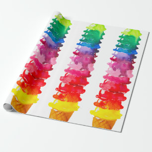 MehrfarbenAquarell-Eistüte bunt Geschenkpapier