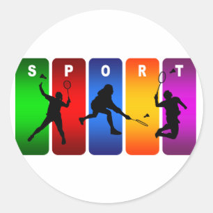 Mehrfarbenbadminton-Emblem Runder Aufkleber