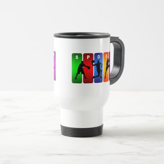 Mehrfarbenbasketball-Emblem Reisebecher (VorderseiteRechts)